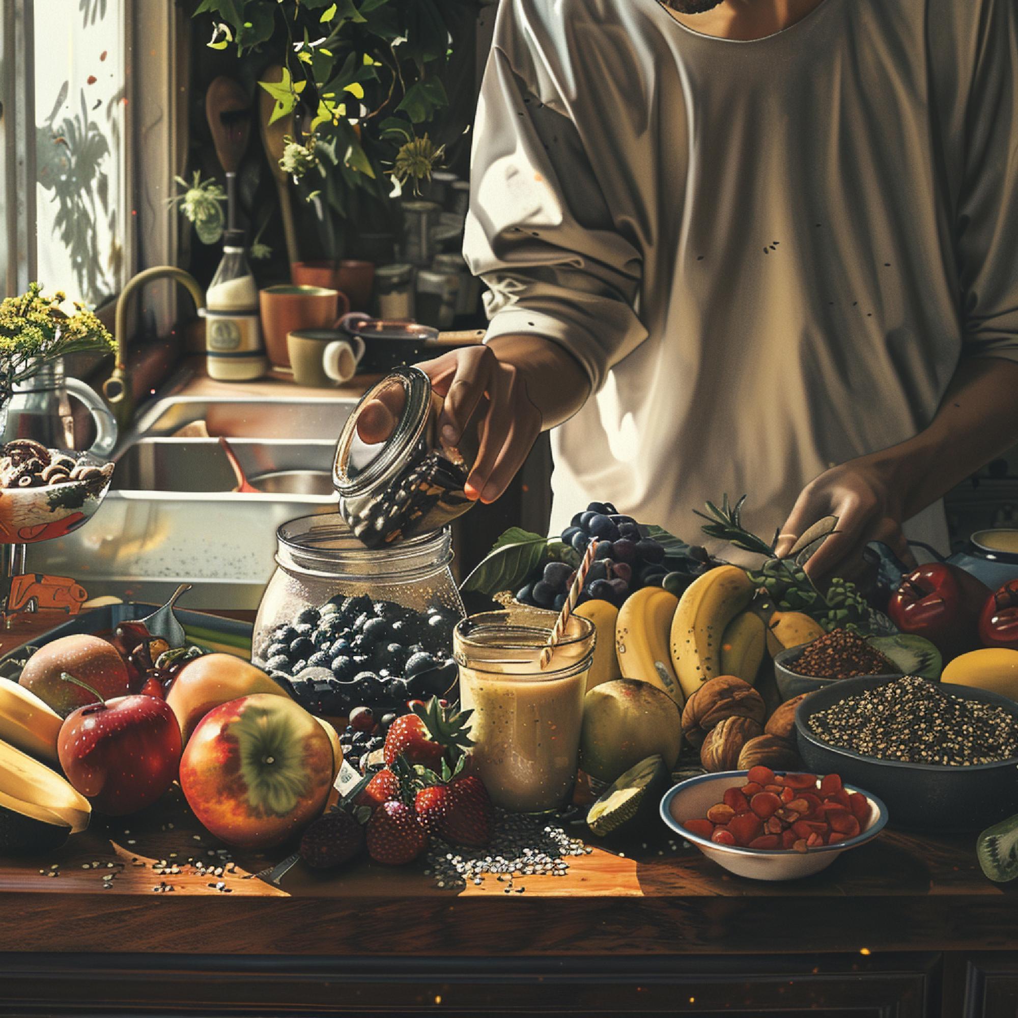 Tavolo con ingredienti locali e attrezzi da cucina